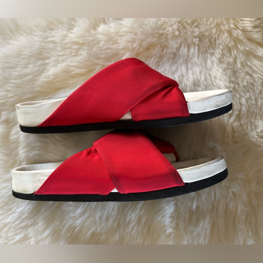Celine Twist Phoebe Philo Leather Slide Sandals in Red - Picture 9 of 11